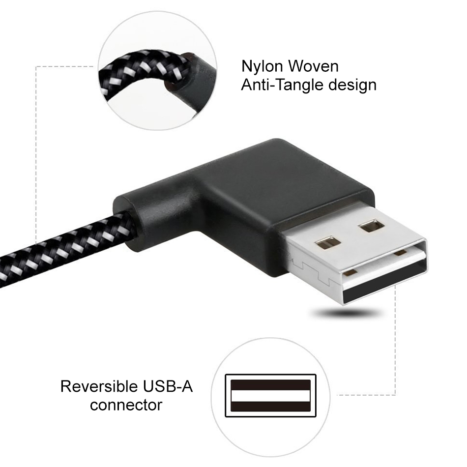 Double Right Angle USB Type-C Cable for Phone / Tablet