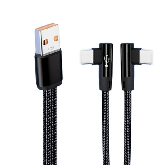 Double Port Angled USB to Double Type C Charging Cable 5A