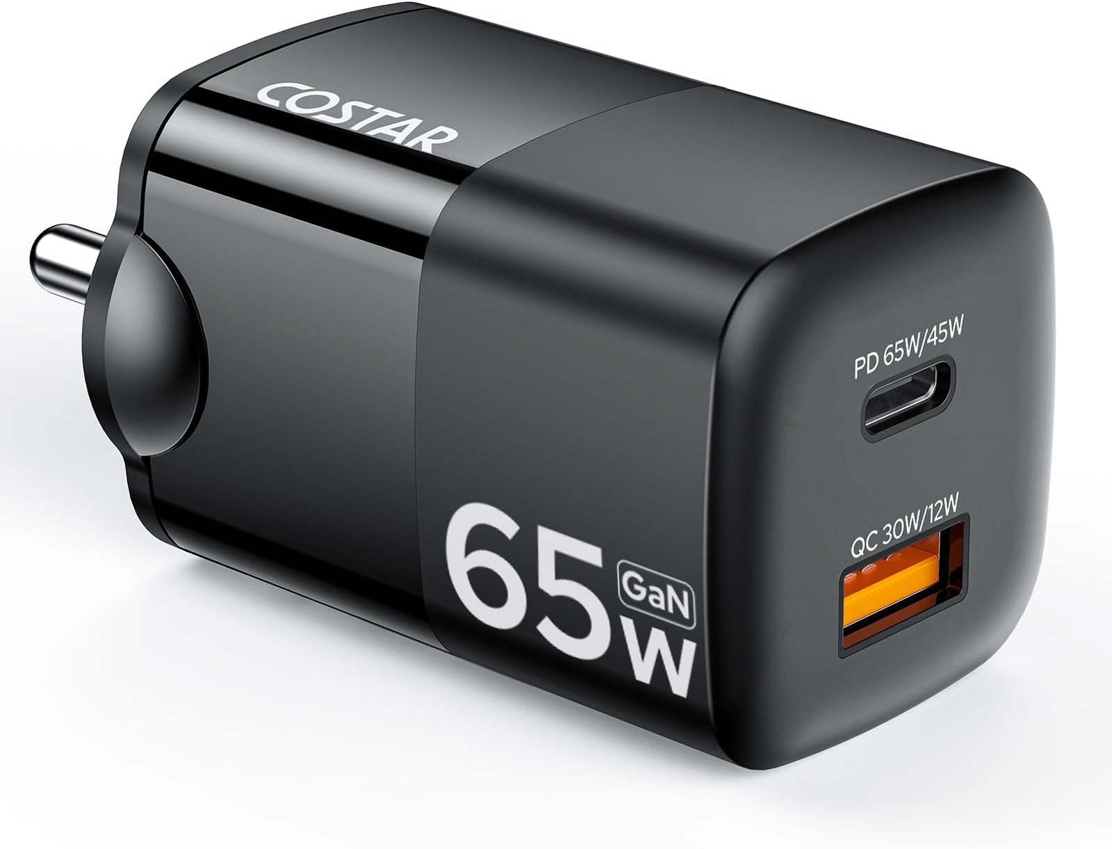 Costar 65W GaN Dual Port Fast Charger QC/PD, 2 in 1 USB &